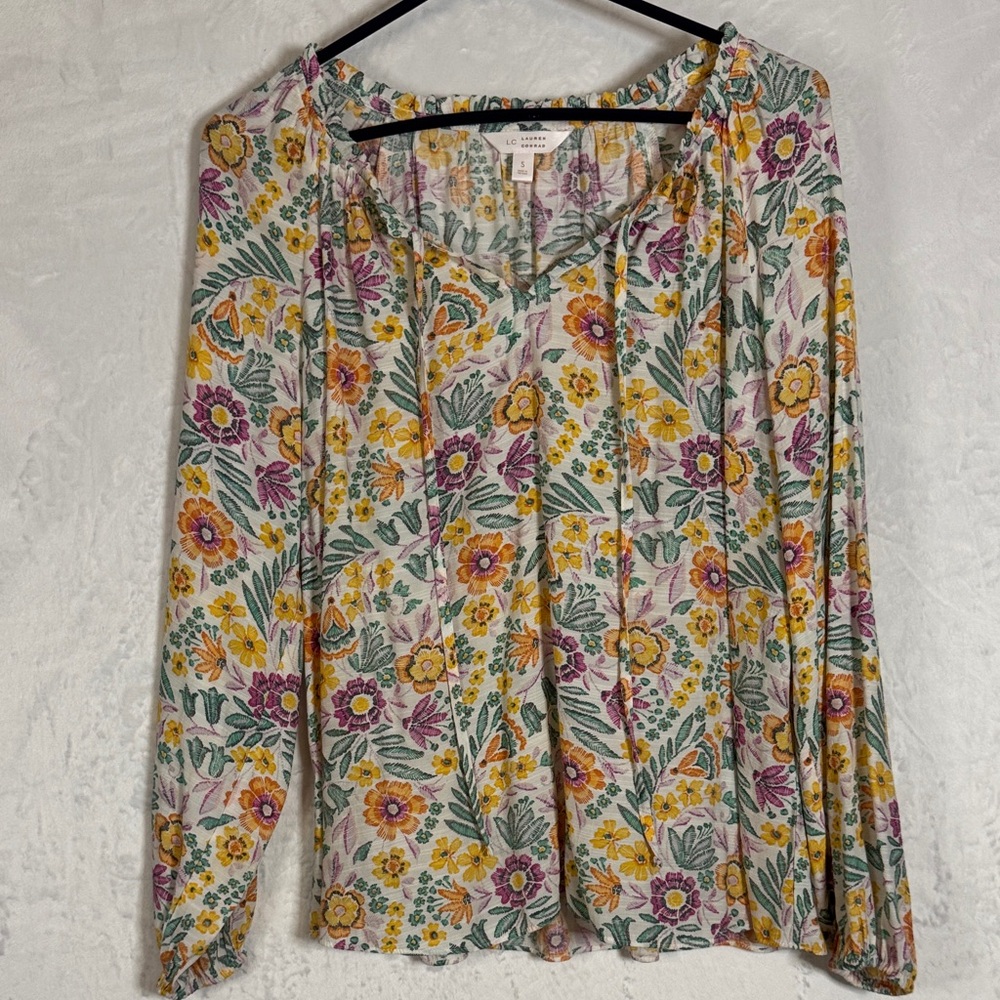 Lauren Conrad Multicolor Floral Blouse Small